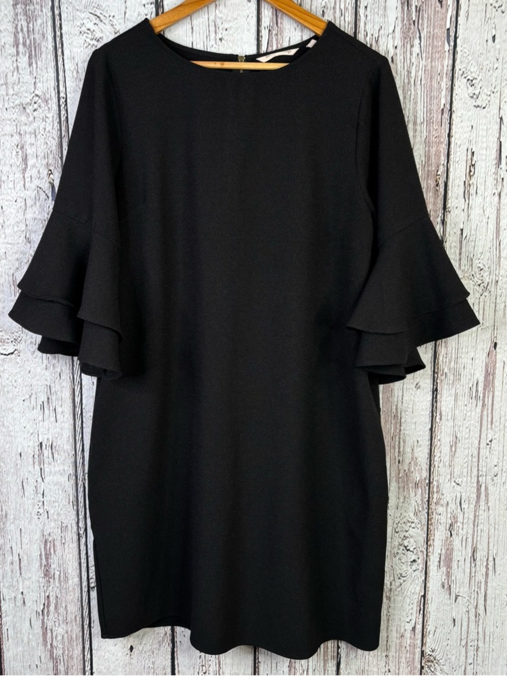 Soft Surroundings Black Principressa Dress Size Medium Ruffle Flounce Sleeve